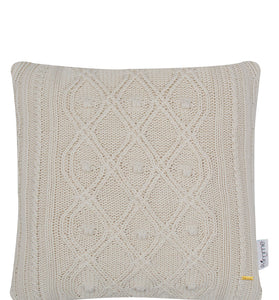 Pomme Cotton Knitted Decorative Cushion Cover ivory  Cable Texture Knit