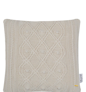 Pomme Cotton Knitted Decorative Cushion Cover ivory  Cable Texture Knit