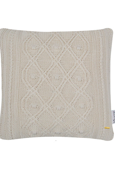 Pomme Cotton Knitted Decorative Cushion Cover ivory  Cable Texture Knit
