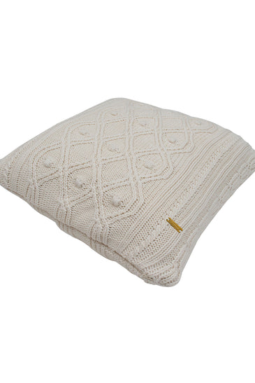 Pomme Cotton Knitted Decorative Cushion Cover ivory  Cable Texture Knit