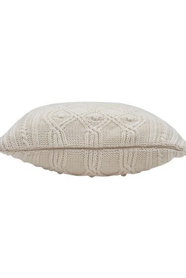 Pomme Cotton Knitted Decorative Cushion Cover ivory  Cable Texture Knit
