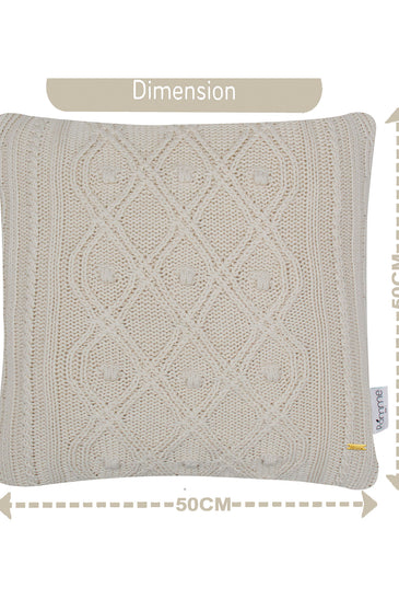 Pomme Cotton Knitted Decorative Cushion Cover ivory  Cable Texture Knit