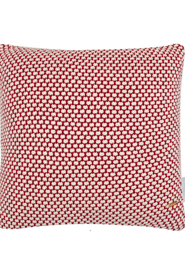 Pomme Cotton Knitted Decorative Cushion Cover Red Ivory 3D Bubble  texture Knit