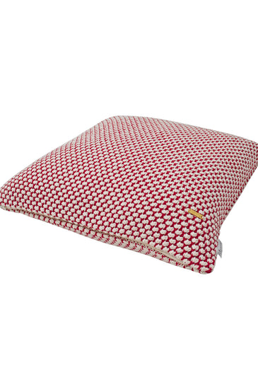 Pomme Cotton Knitted Decorative Cushion Cover Red Ivory 3D Bubble  texture Knit
