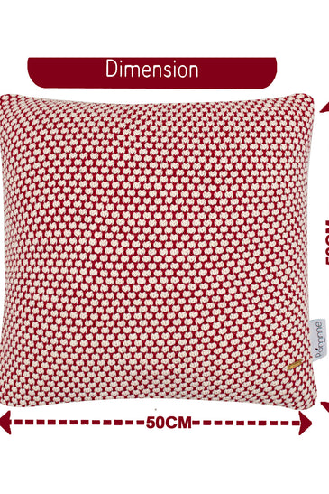 Pomme Cotton Knitted Decorative Cushion Cover Red Ivory 3D Bubble  texture Knit