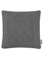 Load image into Gallery viewer, pomme Cotton Knitted Decorative Cushion Cover Grey melange Cable Texture Knit