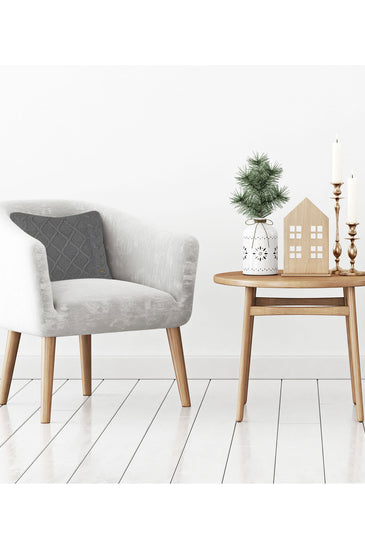 pomme Cotton Knitted Decorative Cushion Cover Grey melange Cable Texture Knit