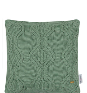 Pomme Cotton Knitted Decorative Cushion Cover Green Cable Texture Knit