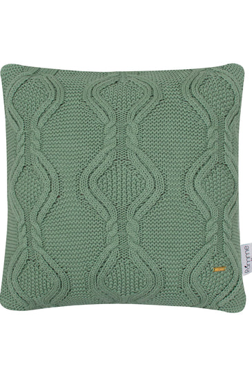 Pomme Cotton Knitted Decorative Cushion Cover Green Cable Texture Knit