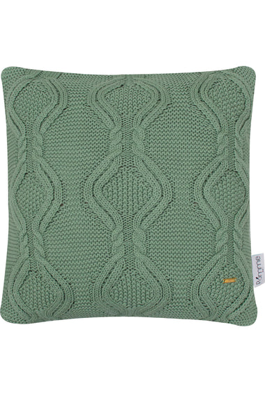 Pomme Cotton Knitted Decorative Cushion Cover Green Cable Texture Knit
