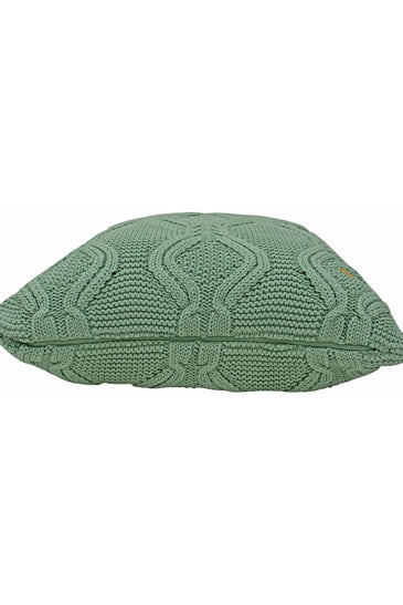Pomme Cotton Knitted Decorative Cushion Cover Green Cable Texture Knit