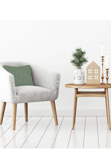 Pomme Cotton Knitted Decorative Cushion Cover Green Cable Texture Knit