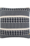 Pomme Cotton Knitted Decorative Cushion Cover Navy Ivory Houndstooth Pattern