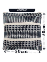 Load image into Gallery viewer, Pomme Cotton Knitted Decorative Cushion Cover Navy Ivory Houndstooth Pattern