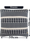 Pomme Cotton Knitted Decorative Cushion Cover Navy Ivory Houndstooth Pattern