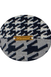 Pomme Cotton Knitted Decorative Cushion Cover Navy Ivory Houndstooth Pattern