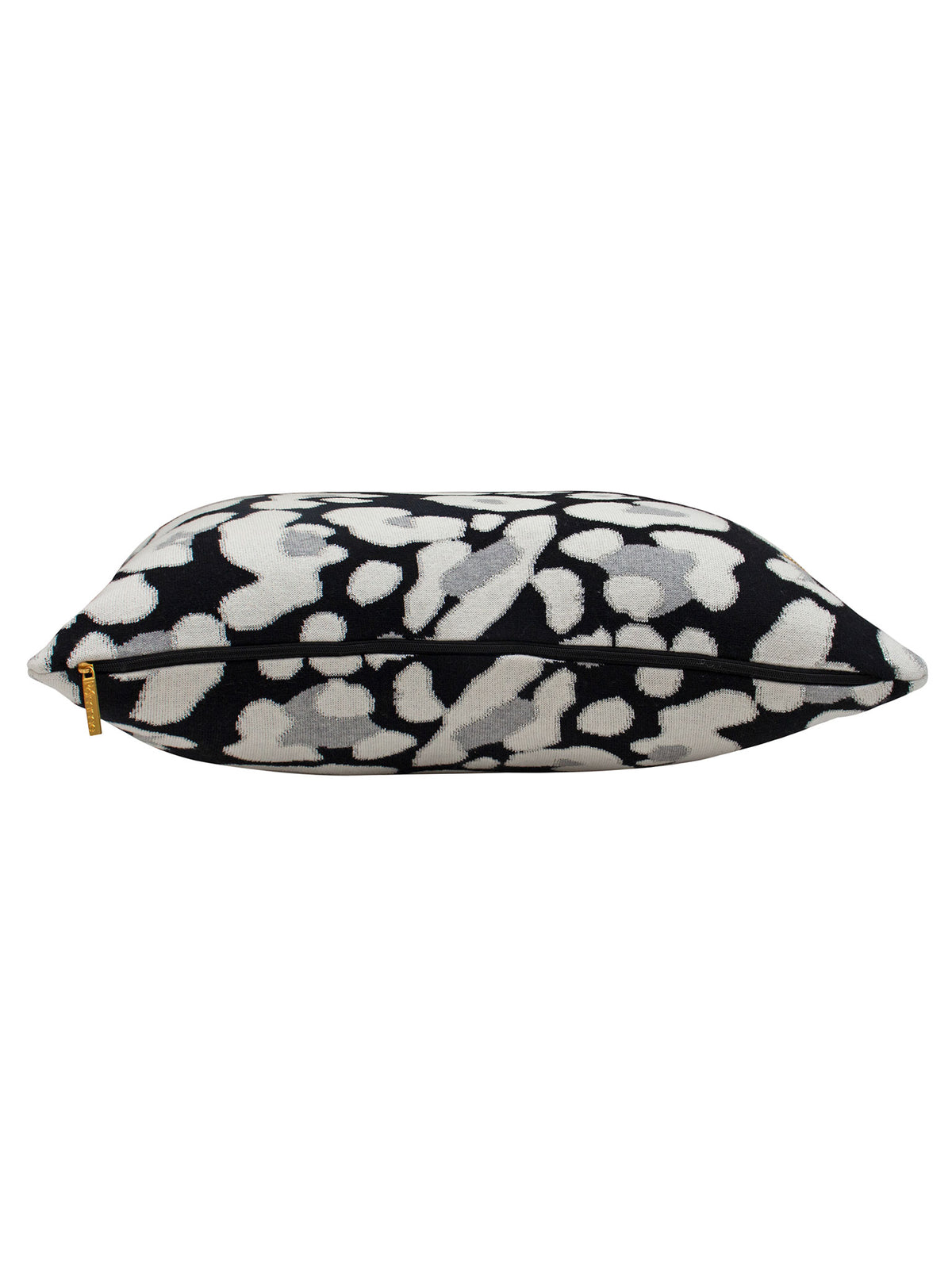 Pomme Cotton Knitted Leopard Pattern Cushion Cover (Dark Grey & Ivory)