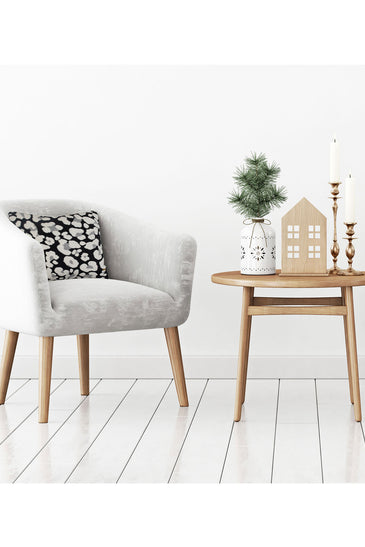 Pomme Cotton Knitted Decorative Cushion Cover Dk Grey Ivory Leopard Pattern