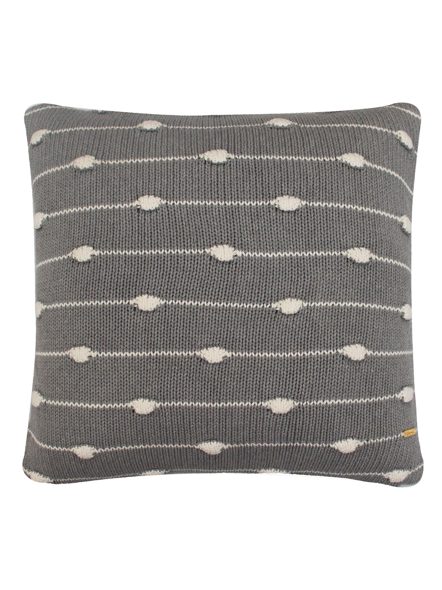Pomme Cotton Knitted Decorative Cushion Cover Grey Melange Ivory 3D Bubble  texture Knit