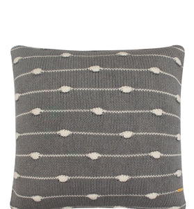 Pomme Cotton Knitted Decorative Cushion Cover Grey Melange Ivory 3D Bubble  texture Knit