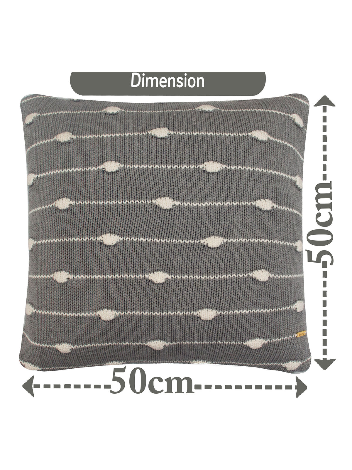 Pomme Bubble Knit Cotton Decorative Cushion Cover (Grey Melange & Ivory)