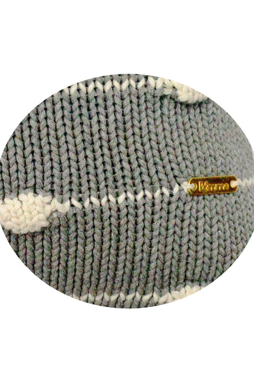 Pomme Cotton Knitted Decorative Cushion Cover Grey Melange Ivory 3D Bubble  texture Knit