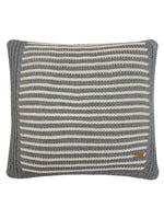 Load image into Gallery viewer, Pomme Cotton Knitted Decorative Cushion Cover Grey Ivory with 3D Stripe  texture Knit
