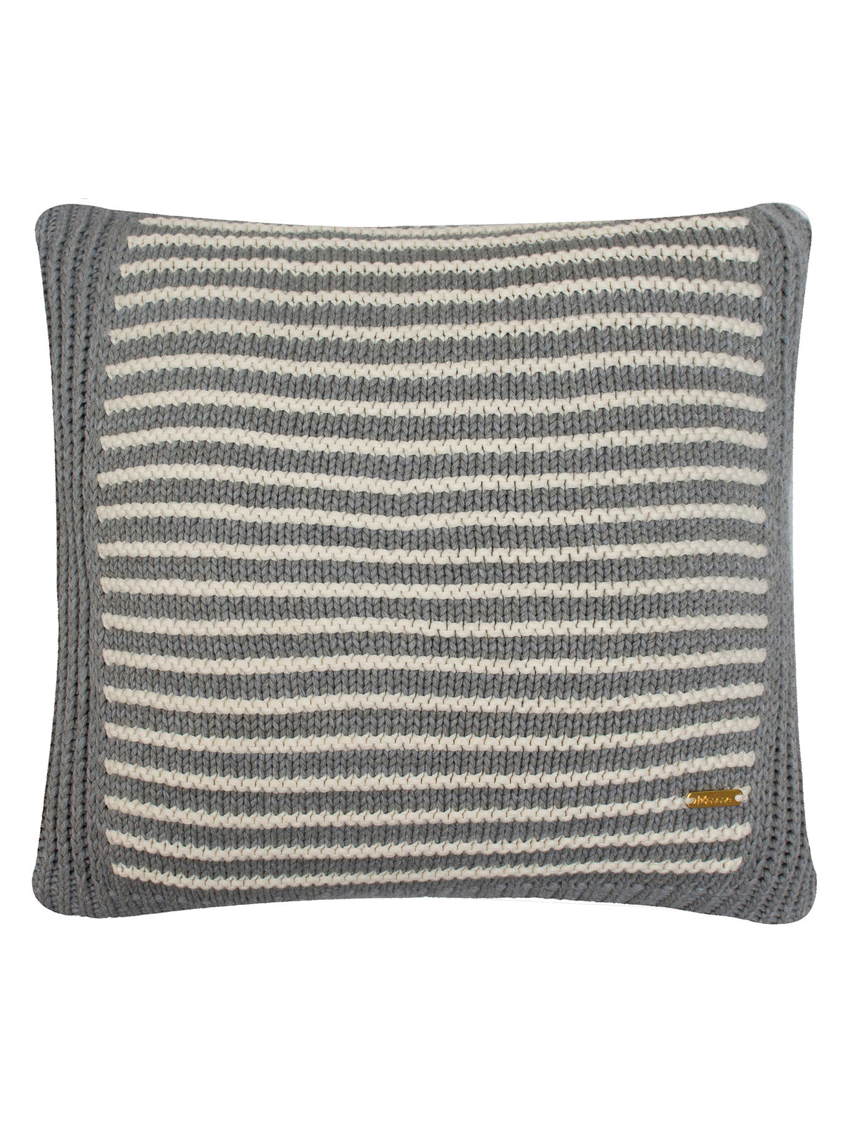 Pomme Decorative Textured Striped Cushion Cover (Grey & Ivory)