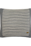 Pomme Cotton Knitted Decorative Cushion Cover Grey Ivory with 3D Stripe  texture Knit