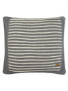 Pomme Cotton Knitted Decorative Cushion Cover Grey Ivory with 3D Stripe  texture Knit