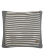 Pomme Cotton Knitted Decorative Cushion Cover Grey Ivory with 3D Stripe  texture Knit