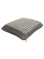 Load image into Gallery viewer, Pomme Cotton Knitted Decorative Cushion Cover Grey Ivory with 3D Stripe  texture Knit