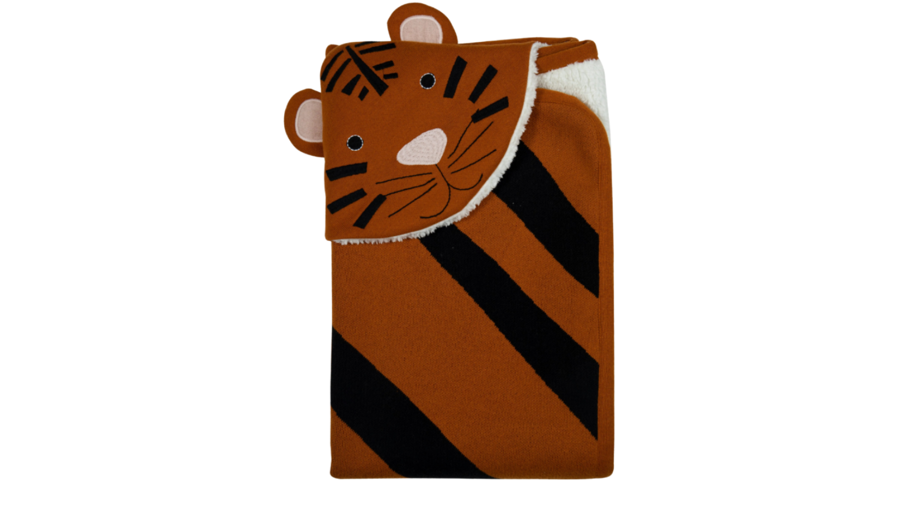 Pomme Cotton Knitted Tiger Hooded Baby Blanket