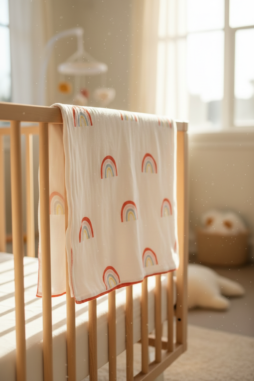 Pomme Cotton Knitted Little Rainbows Baby Blanket