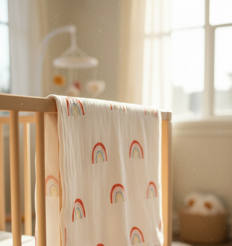 Pomme Cotton Knitted Little Rainbows Baby Blanket