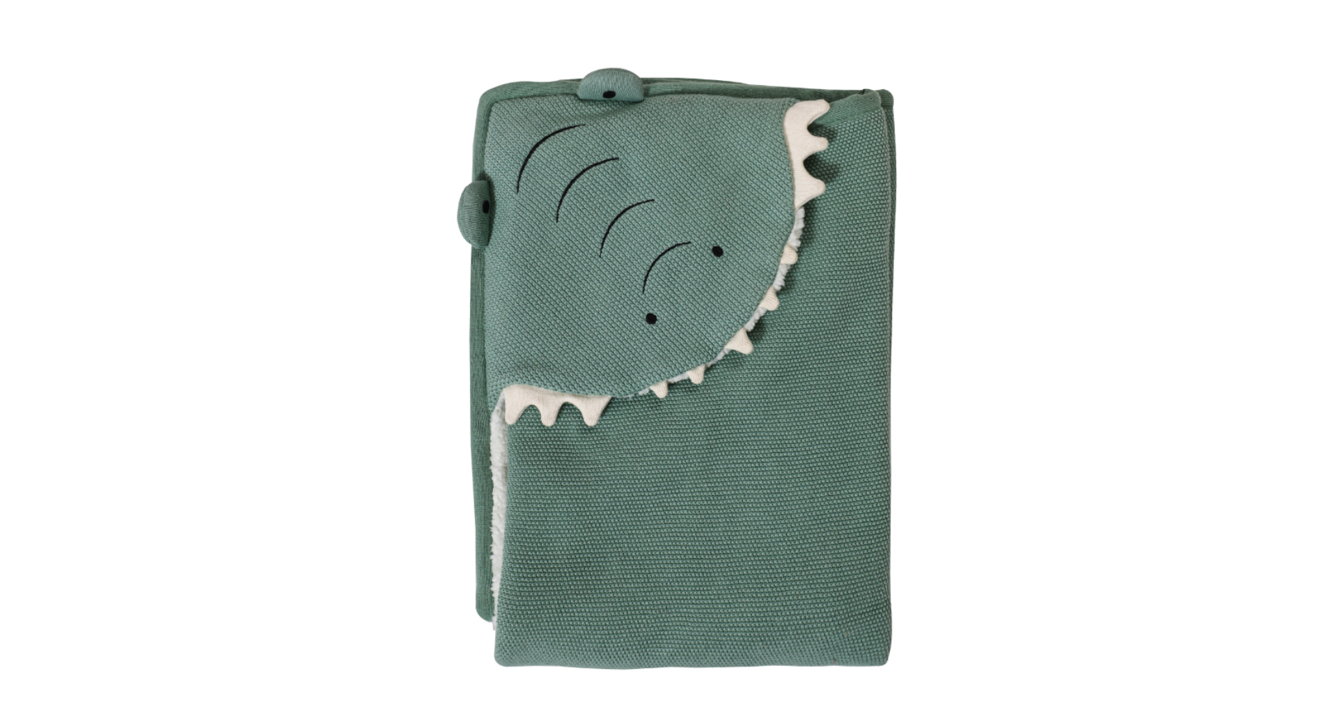 Pomme Cotton Knitted Kids Hooded Blanket With Dino Pattern