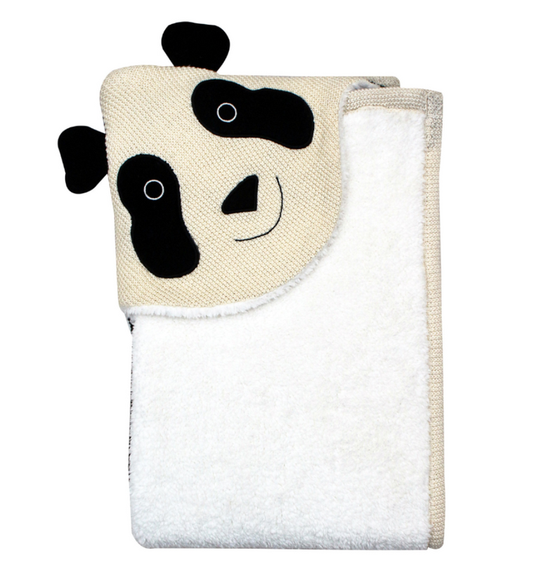 Pomme Cotton Knitted Panda Hooded Blanket