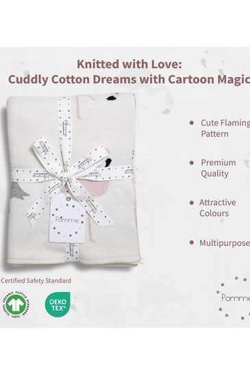 Flamingo Pattern Knitted Baby Blanket