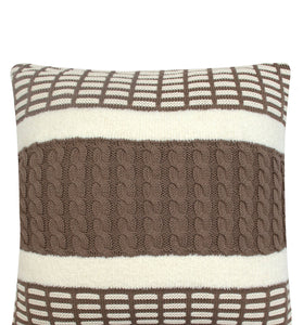 Pomme Cotton Knitted Decorative Cushion Cover Beige Cable with Soft Chenille  texture Knit