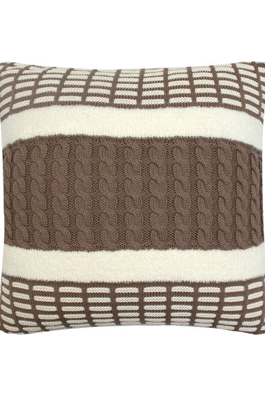 Pomme Cotton Knitted Decorative Cushion Cover Beige Cable with Soft Chenille  texture Knit