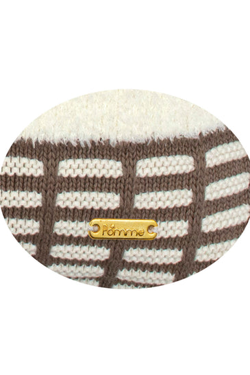 Pomme Cotton Knitted Decorative Cushion Cover Beige Cable with Soft Chenille  texture Knit