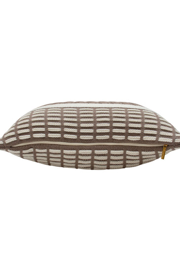 Pomme Cotton Knitted Decorative Cushion Cover Beige Cable with Soft Chenille  texture Knit