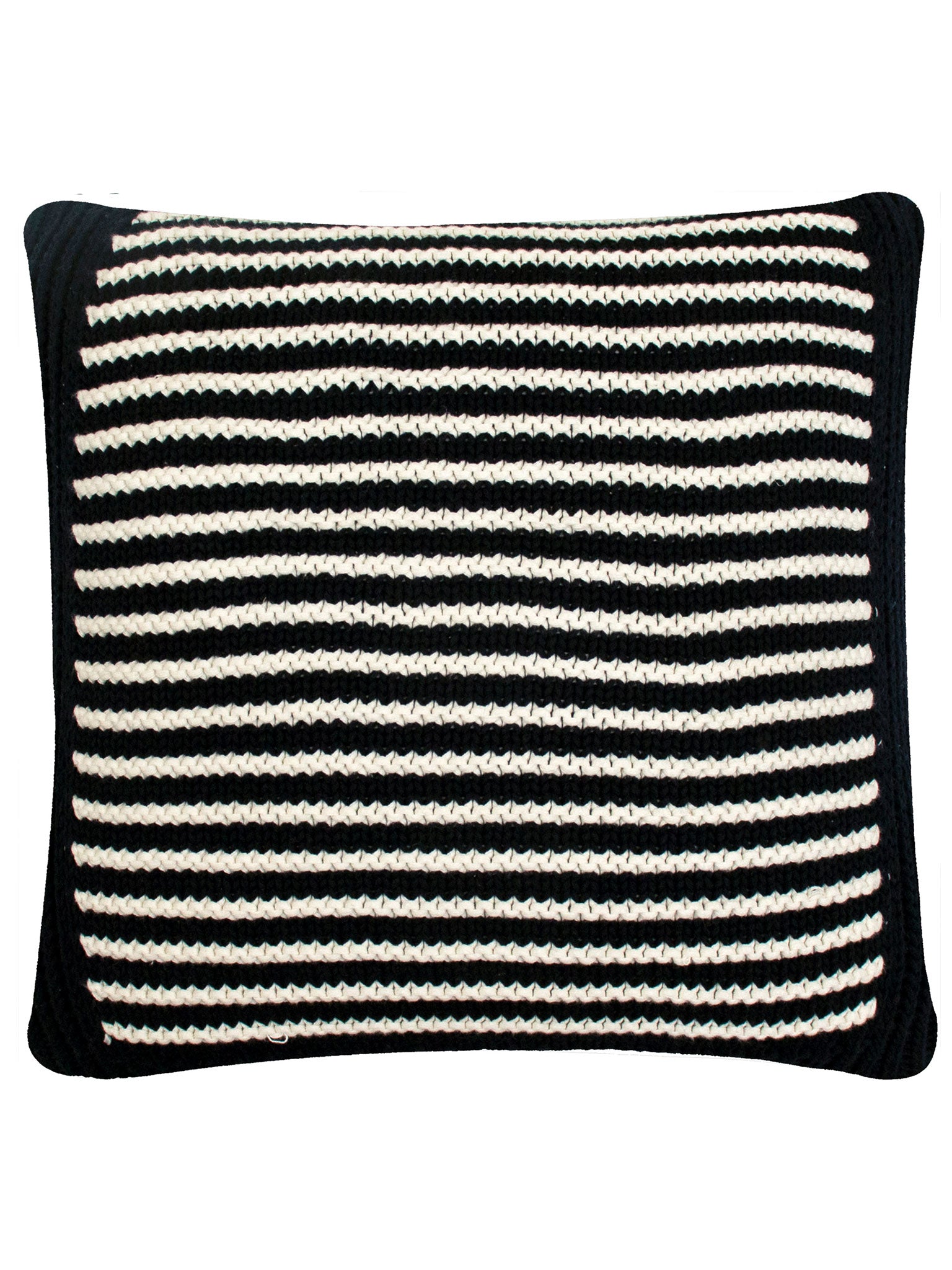 Pomme Cotton Knitted Decorative Cushion Cover Navy Ivory with 3D Stripe  texture Knit
