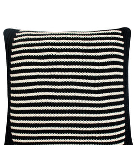 Pomme Cotton Knitted Decorative Cushion Cover Navy Ivory with 3D Stripe  texture Knit