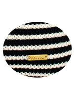 Load image into Gallery viewer, Pomme Cotton Knitted Decorative Cushion Cover Navy Ivory with 3D Stripe  texture Knit