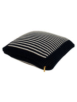 Load image into Gallery viewer, Pomme Cotton Knitted Decorative Cushion Cover Navy Ivory with 3D Stripe  texture Knit
