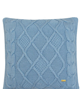 Pomme Cotton Knitted Decorative Cushion Cover Blue Cable  Texture Knit