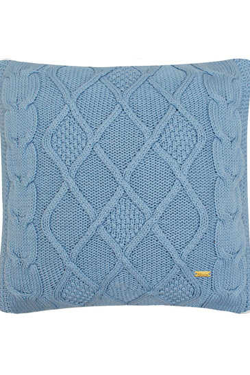 Pomme Cotton Knitted Decorative Cushion Cover Blue Cable  Texture Knit