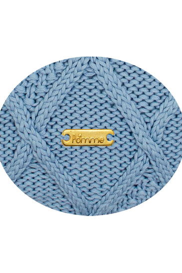 Pomme Cotton Knitted Decorative Cushion Cover Blue Cable  Texture Knit