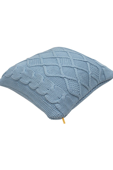 Pomme Cotton Knitted Decorative Cushion Cover Blue Cable  Texture Knit